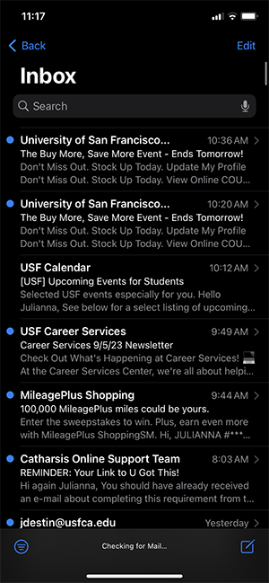 screenshot of the iphone mailbox